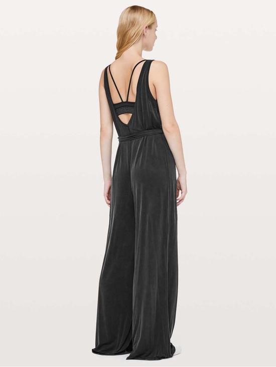 lululemon athletica Pants - Lululemon Principal Dancer Jumpsuit - Romper Black Wide Leg Flowy Draped *Rare*